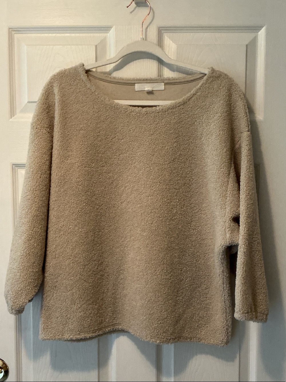Cozy Fleece Pullover Sweater in Beige